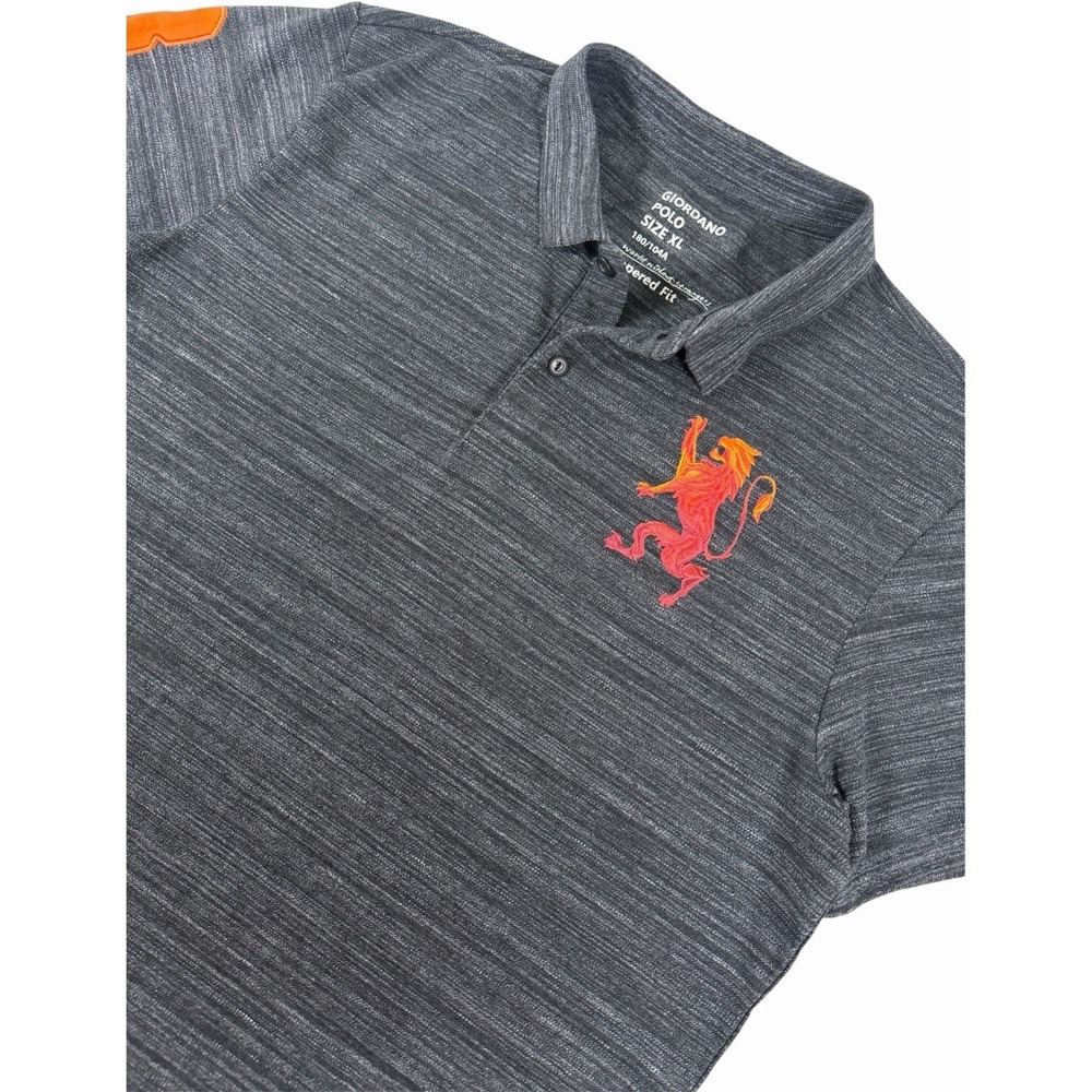 Giordano Polo Shirt‎ Men's XL Gray Performance Short Sleeve Lion Logo #8